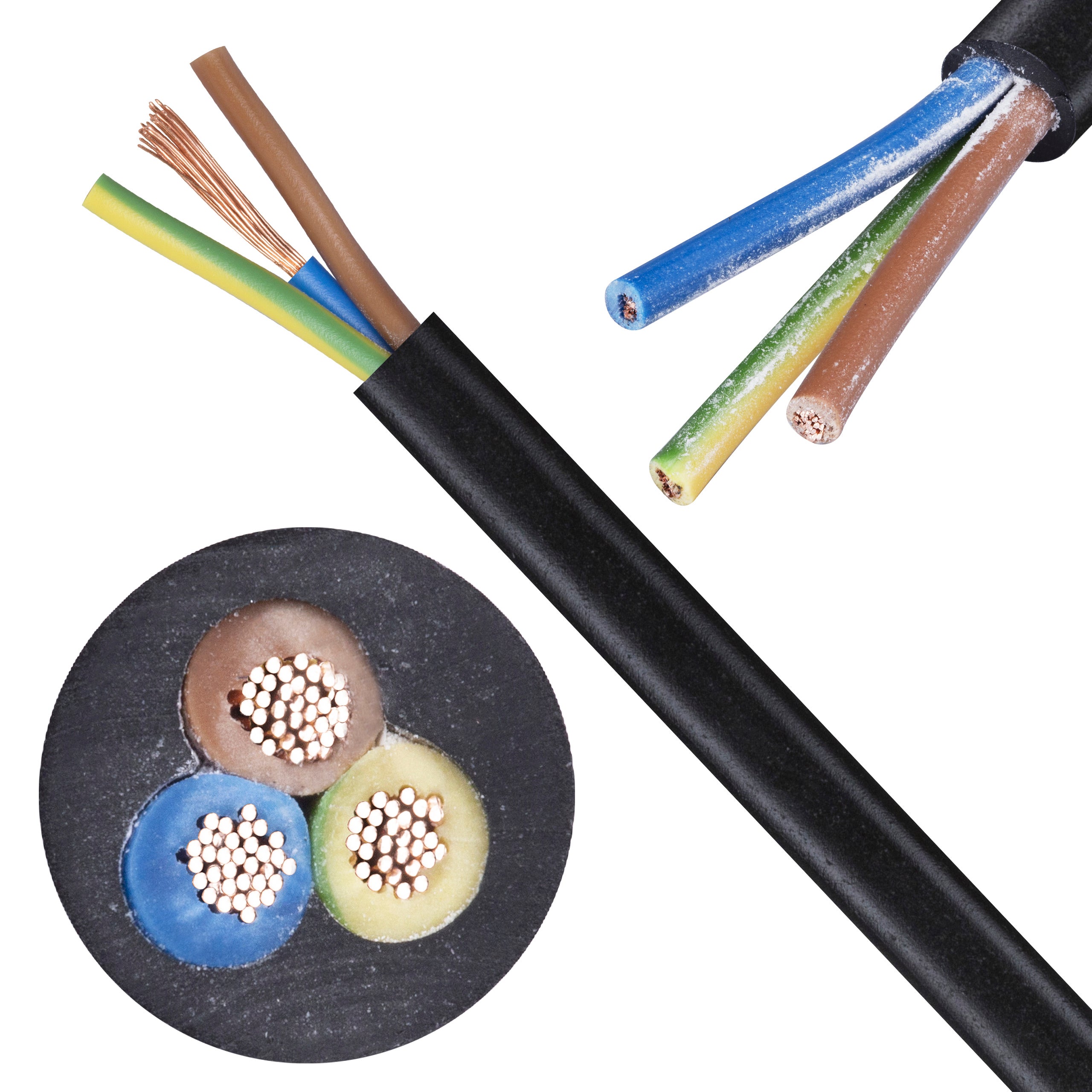 Przewód kabel prądowy giętki linka czarny OMY 3x1,5 100m