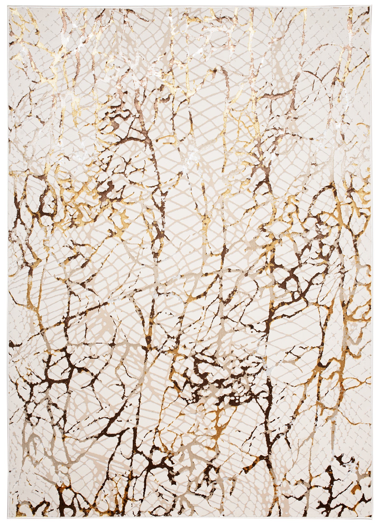 TAPISO Golden Tapis de Salon Moderne Beige Or Crème Marron Moucheté Motif Peau de Serpent Doux Poil Court 140 x 200 cm - 7