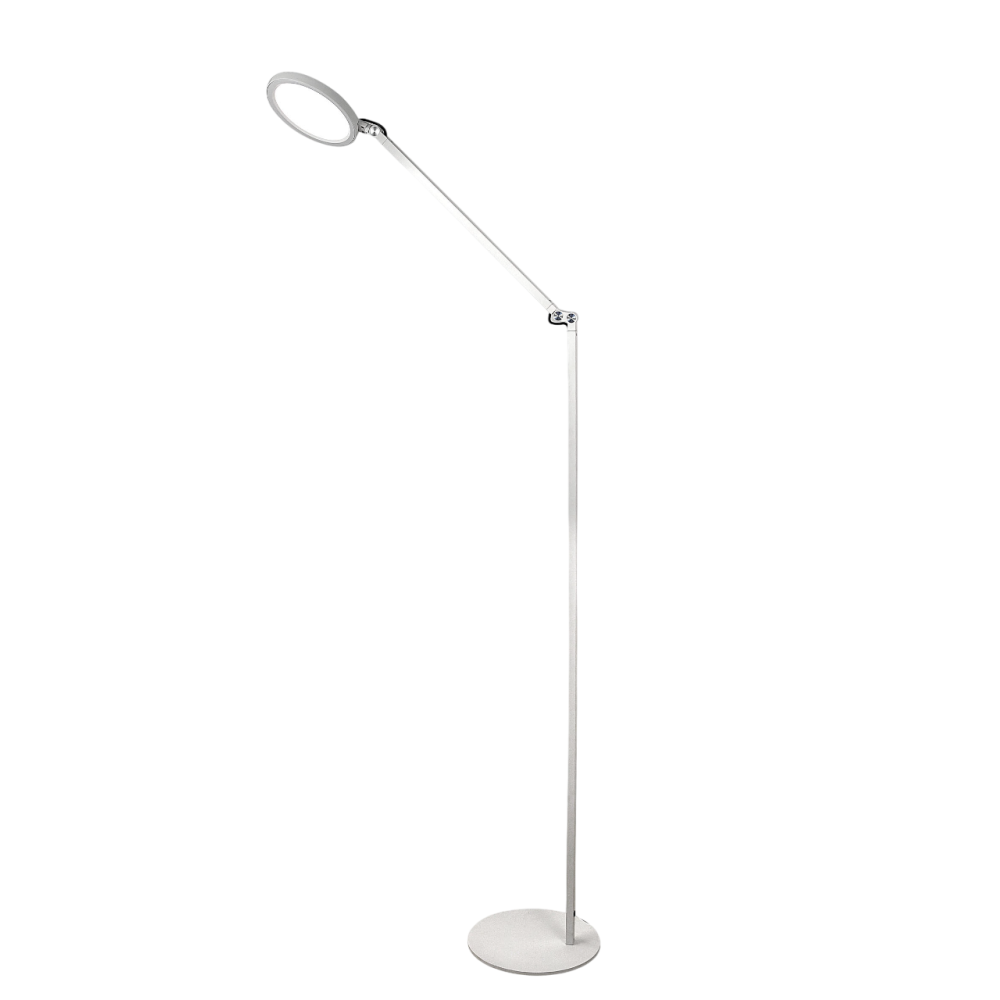 Regina - Regulowana biała lampa podłogowa LED z metalu, wys. 135 cm Fabas Luce - Zintegrowane oświetlenie LED 9W CCT (3000K 4000K 5000K 6000K)