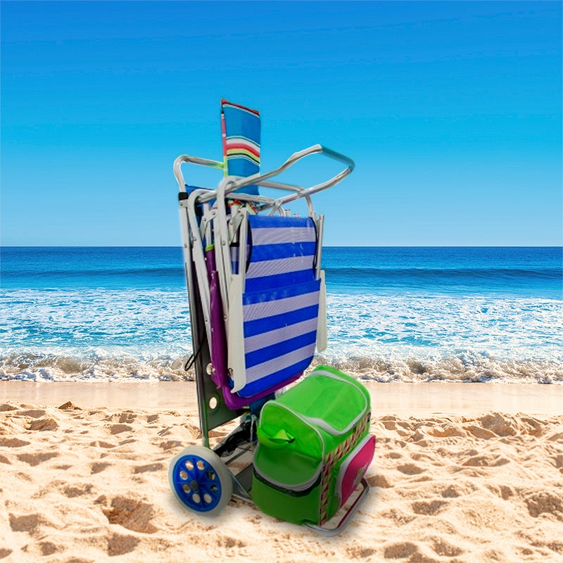 Carrello Portatutto Sdraio Trolley Spiaggia Spiaggina Da Spiaggia