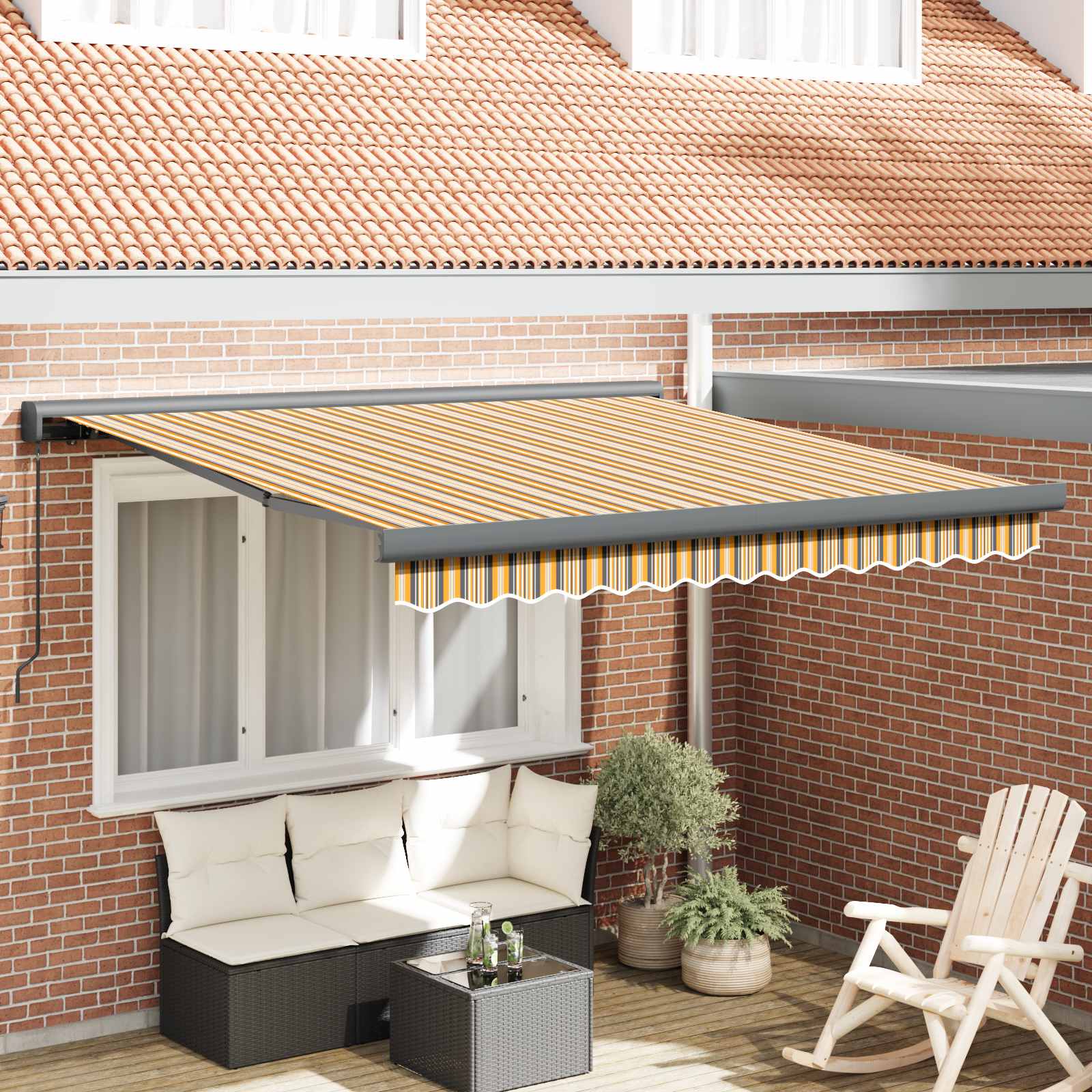 Markiza zwijana Wielokolorowe 300 x 250 cm Tkanina i Metal vidaXL
