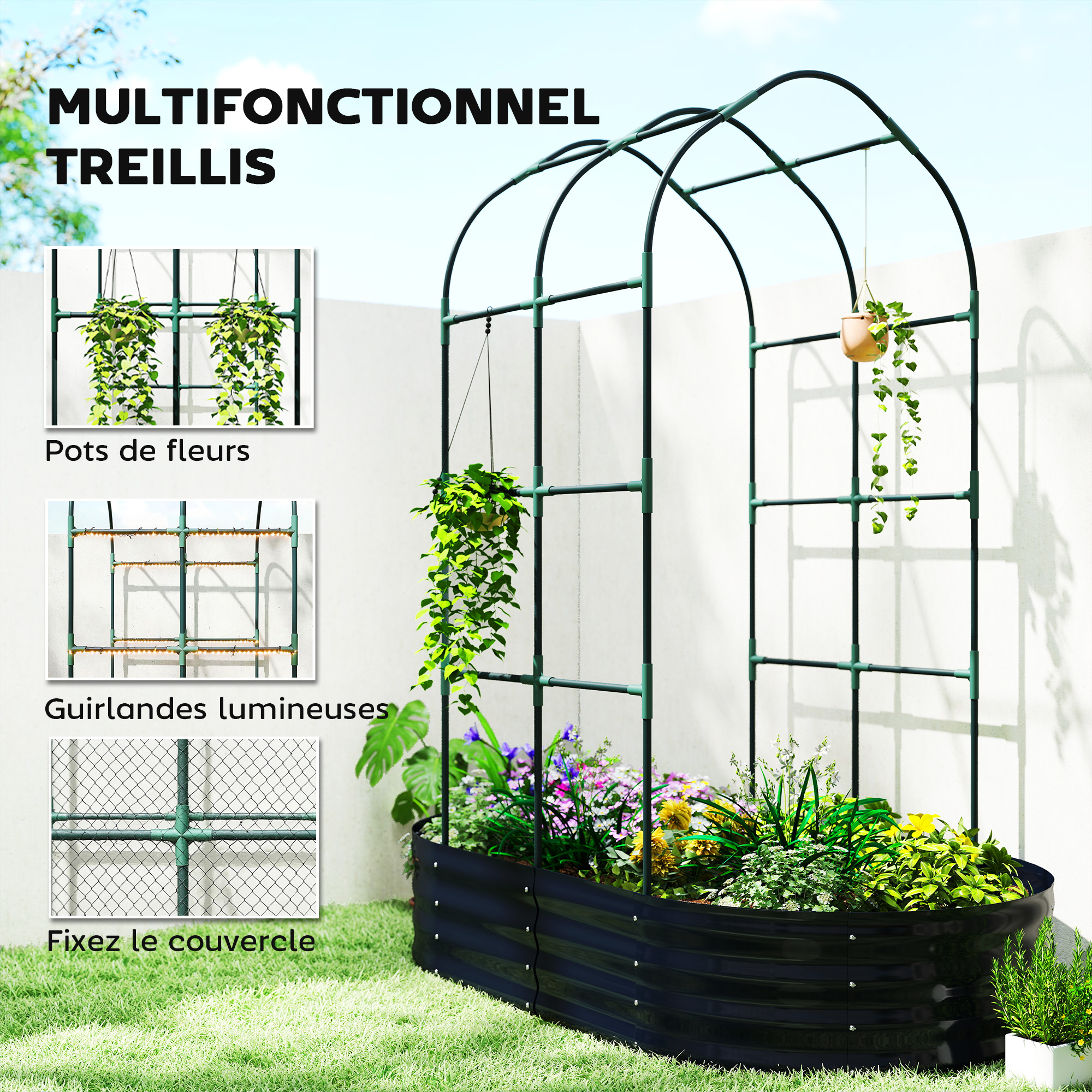 Jardinière avec treillis métal Outsunny - 5