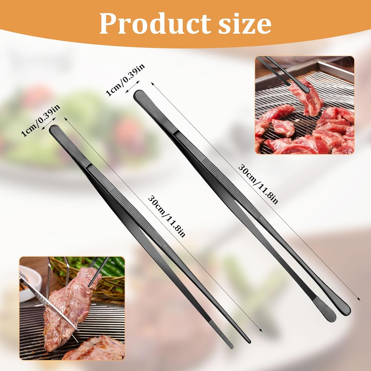 Pinze Da Cucina In Acciaio Inox 304 – Confezione Da 2, Antiscivolo, Con Fessure Per Scolare, Resistenti Al Calore, Per Grigliare, Friggere, Servire - 2