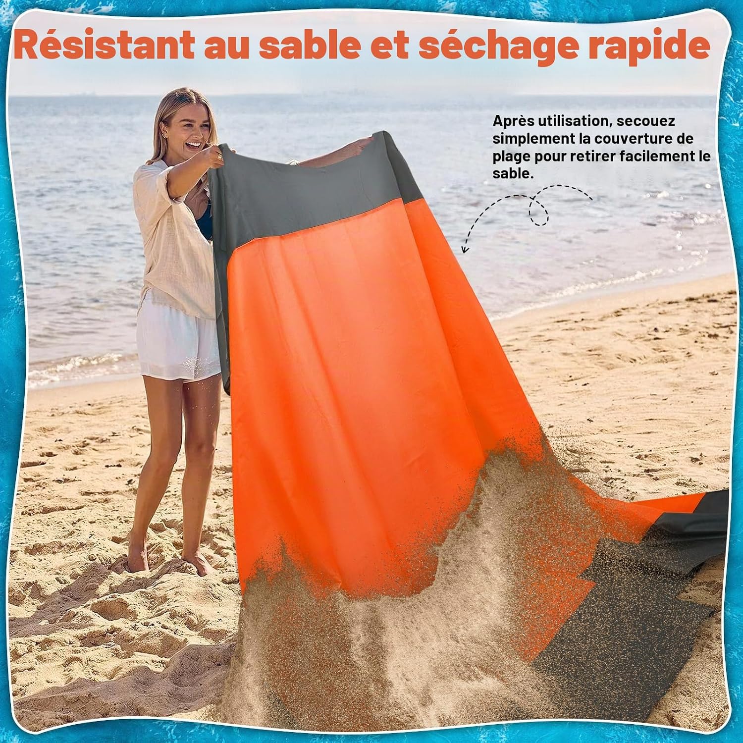 Toalha de praia XXL resistente à areia, 210x200 cm - Toalha de praia ...