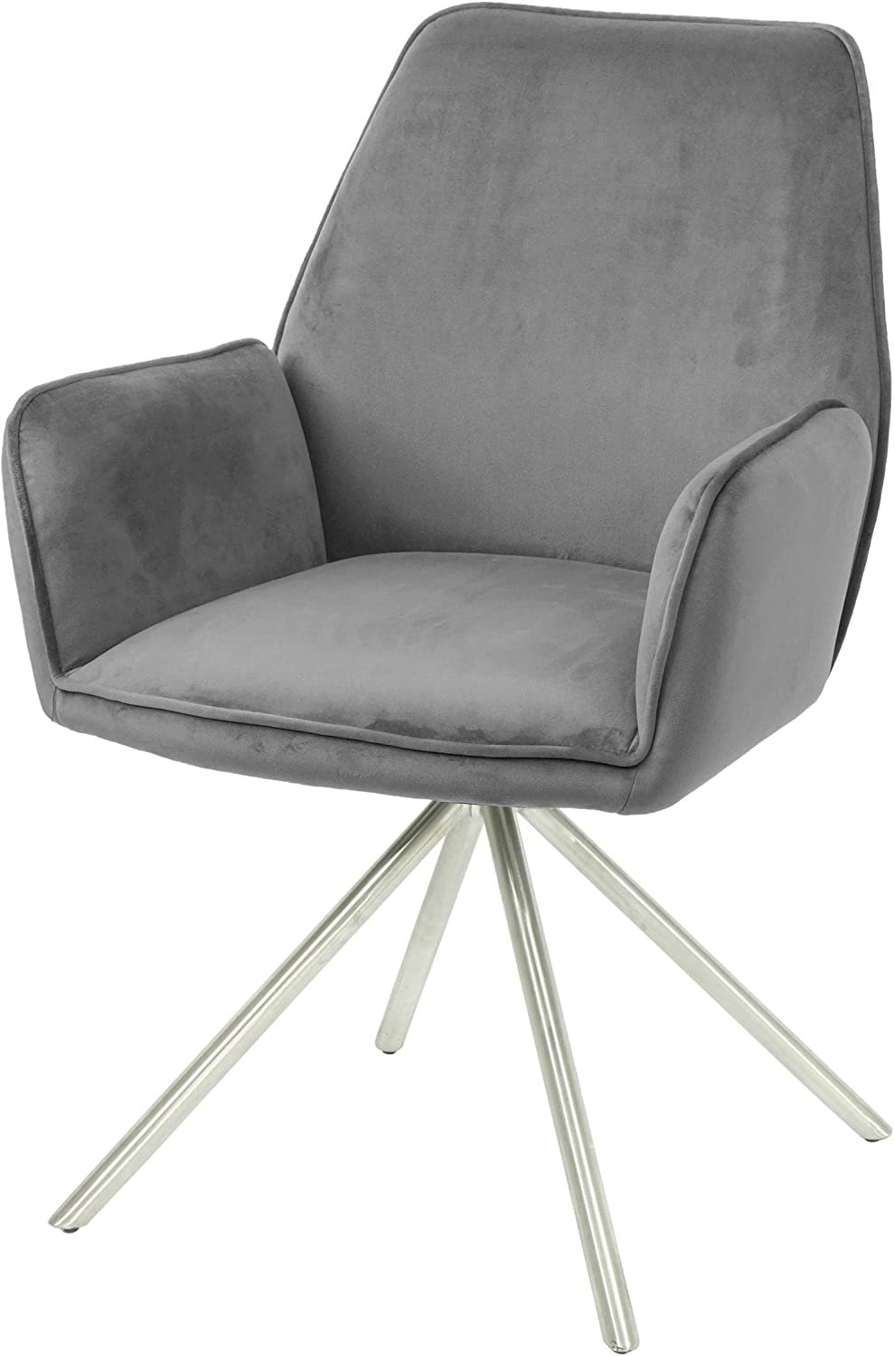 chairus Chaise de bureau en velours Fauteuil de bureau pivotant à 360° Chaise rembourrée de travail réglable en hauteur Fauteuil salon (gris (roulettes