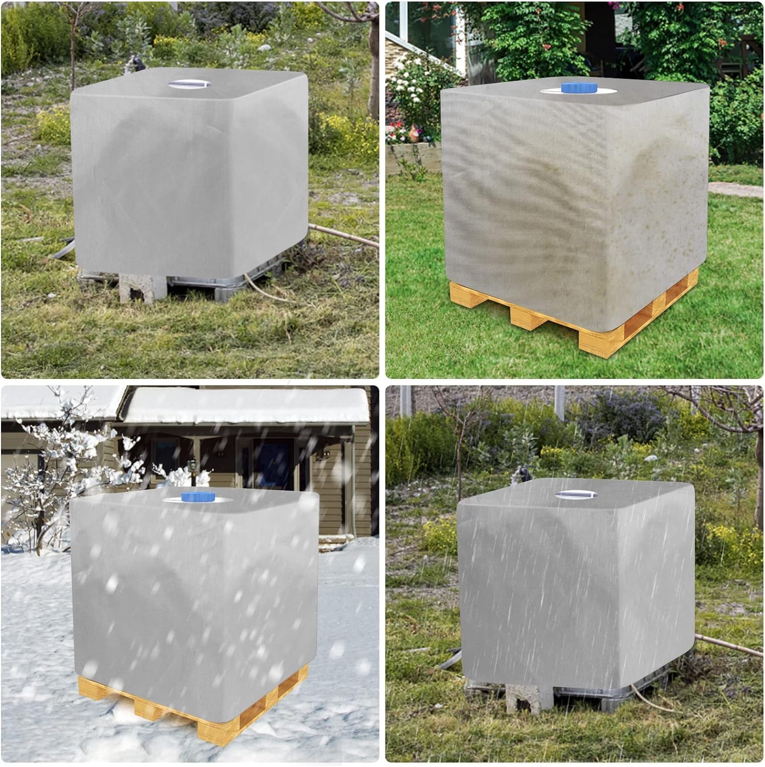 Bache de Réservoir d'eau Couvercle, Anti-UV Anti-Poussière Bache de Housse Protection,Bache pour Cuve 1000L IBC, Bouchon Cuve a Eau Bâche, Housse Cuve - 11