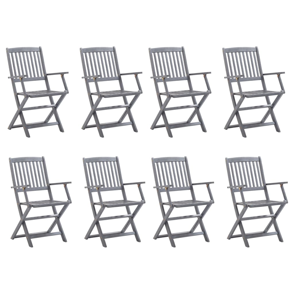 Chaises pliables d'extérieur 8 pcs avec coussins Bois d'acacia 2 - 2