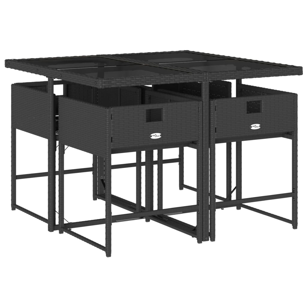 Maison Exclusive - Set de muebles jardín 5 pzas con cojines ratán sintético negro - 3