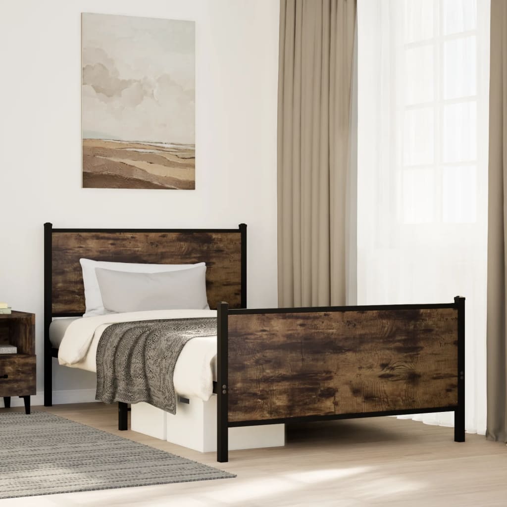 Łóżko Metalowe Czarne Rama łóżka Ze Stelażem Łóżko Do Sypialni Pokoju 100x190 cm