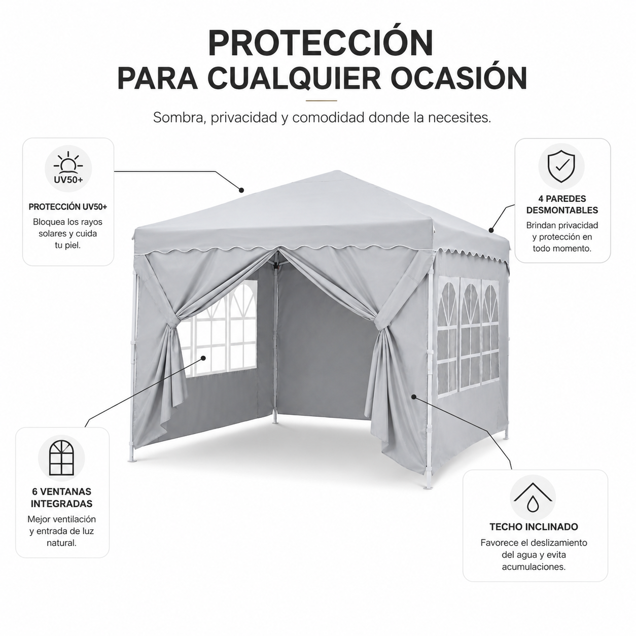 Carpa Plegable 3x3 M Con 4 Paredes Laterales Y Estructura Reforzada - 2