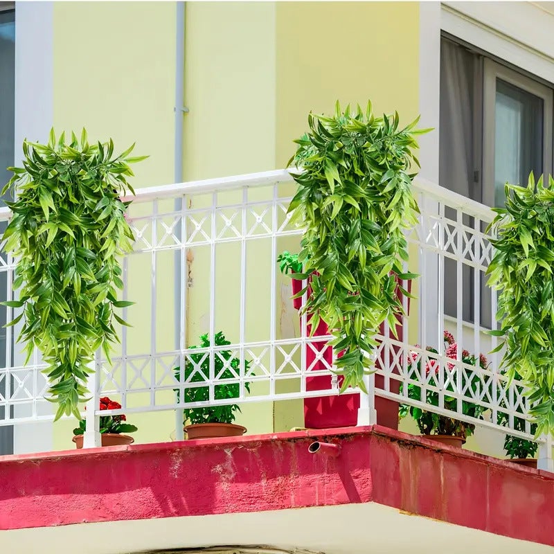 4 plantas colgantes artificiales de 79 cm, resistentes a los rayos UV, realistas, con hojas colgantes artificiales para el hogar y el exterior. - 6