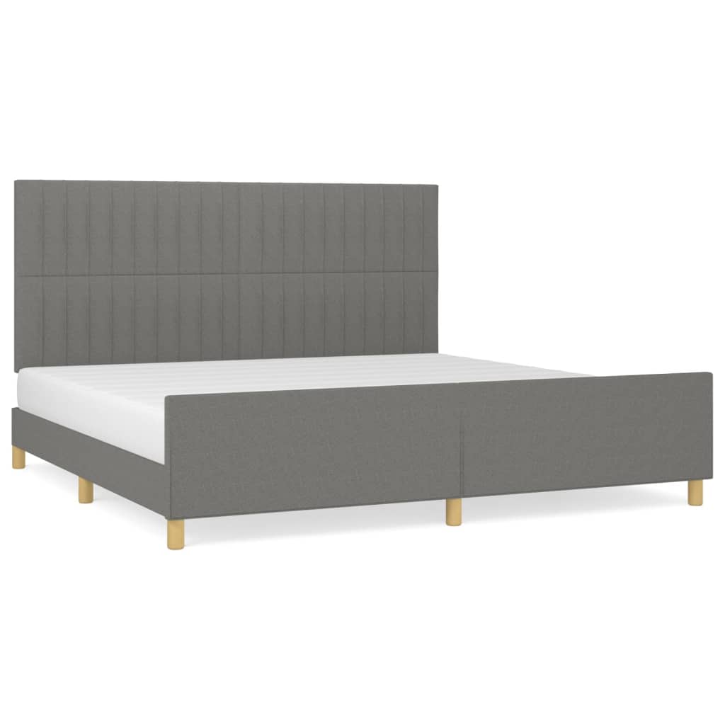 Cadre de lit sans matelas gris foncé 200x200 cm tissu - 2