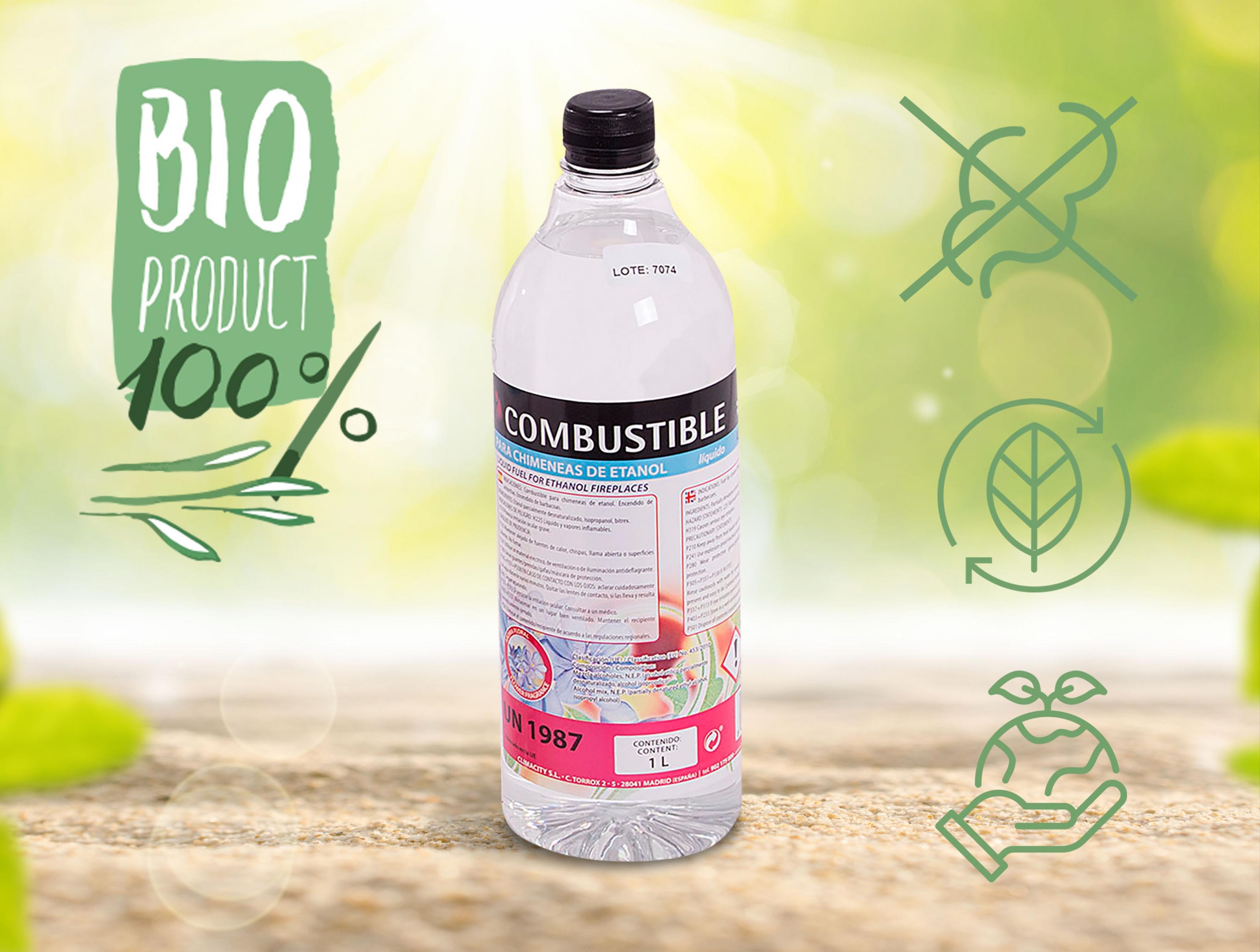 Combustible Etanol de origen natural aroma neutro Caja 12 Botellas de 1L - 7