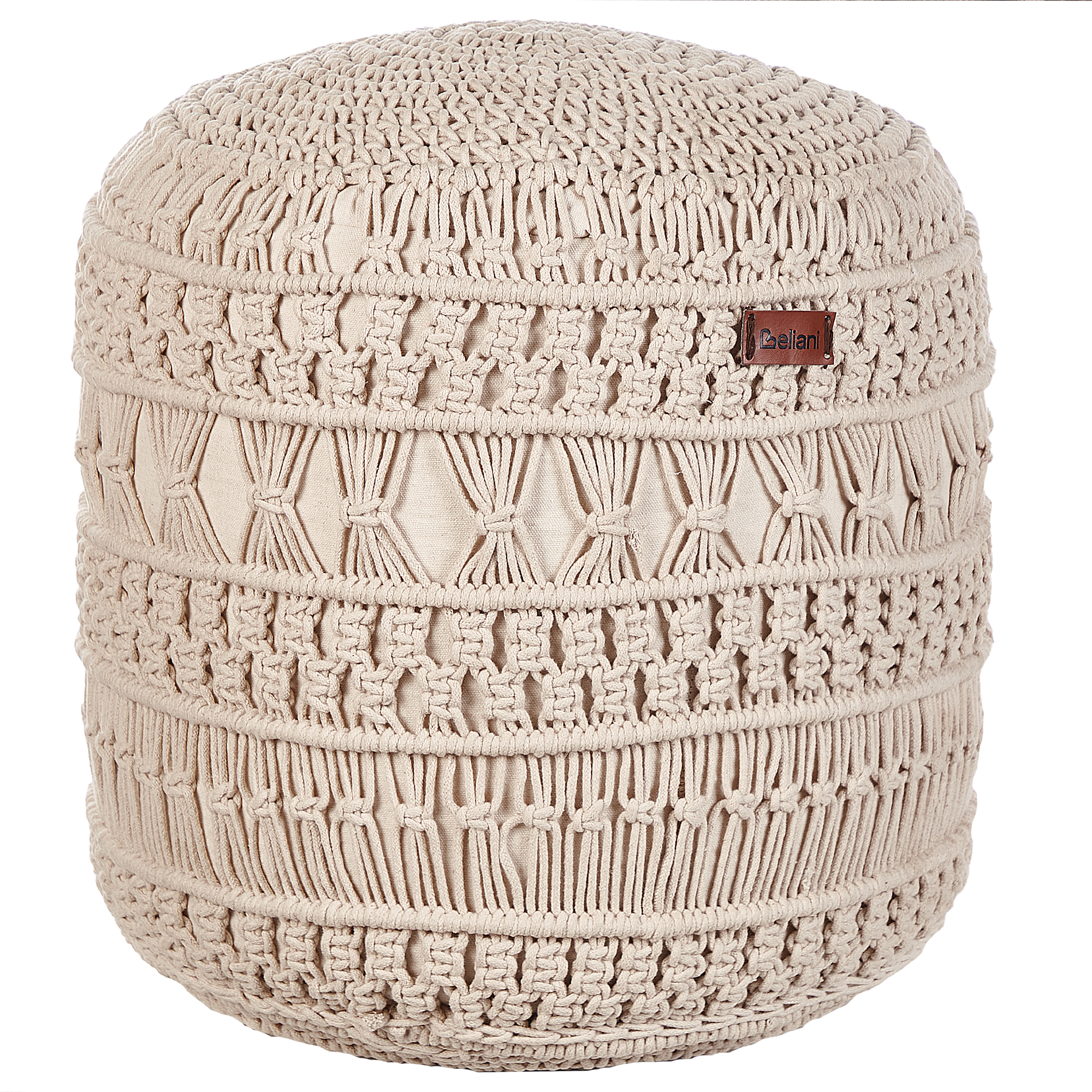 Pouf Tyler Zuiver Assise d'Appoint Moderne Repose-Pieds en Tissu Bouclette Crème et Métal Noir 44,5x47x60cm - L'Héritier du Temps