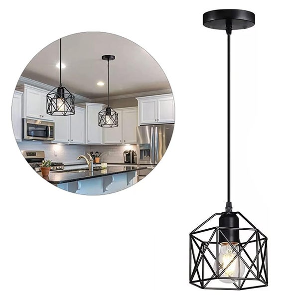 Czarny żyrandol industrialny Lampa sufitowa LED pół wpuszczana w stylu vintage Metalowa klatka kwadratowa Regulowany przewód m Bez żarówki do jadalni