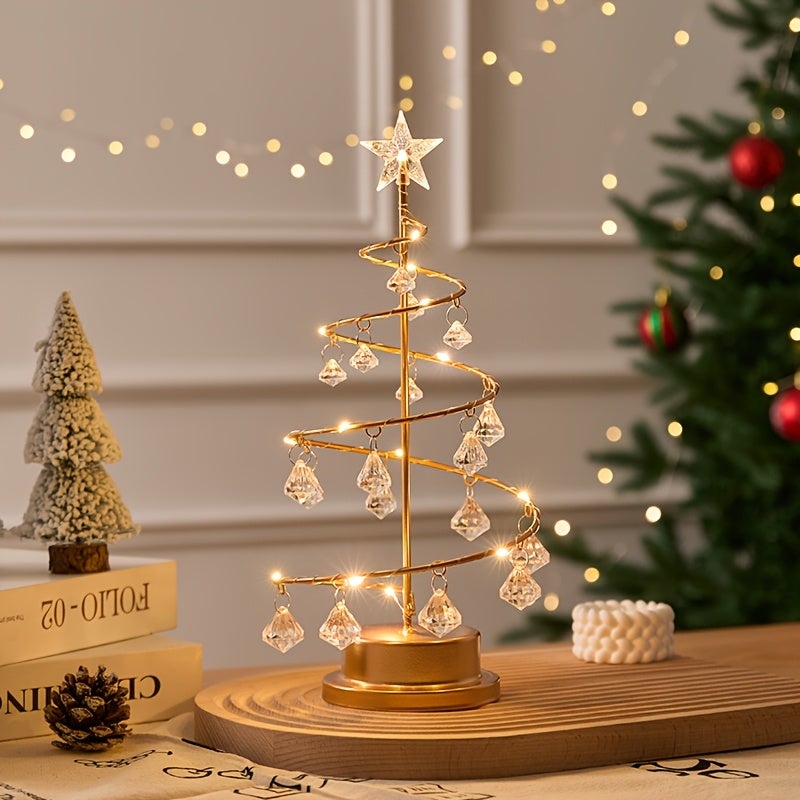 Luci per l'albero di Natale,ornamenti decorativi,decorazioni natalizie,luci per l'albero di Natale,lampade l'albero di Natale a spirale di cristallo - 3