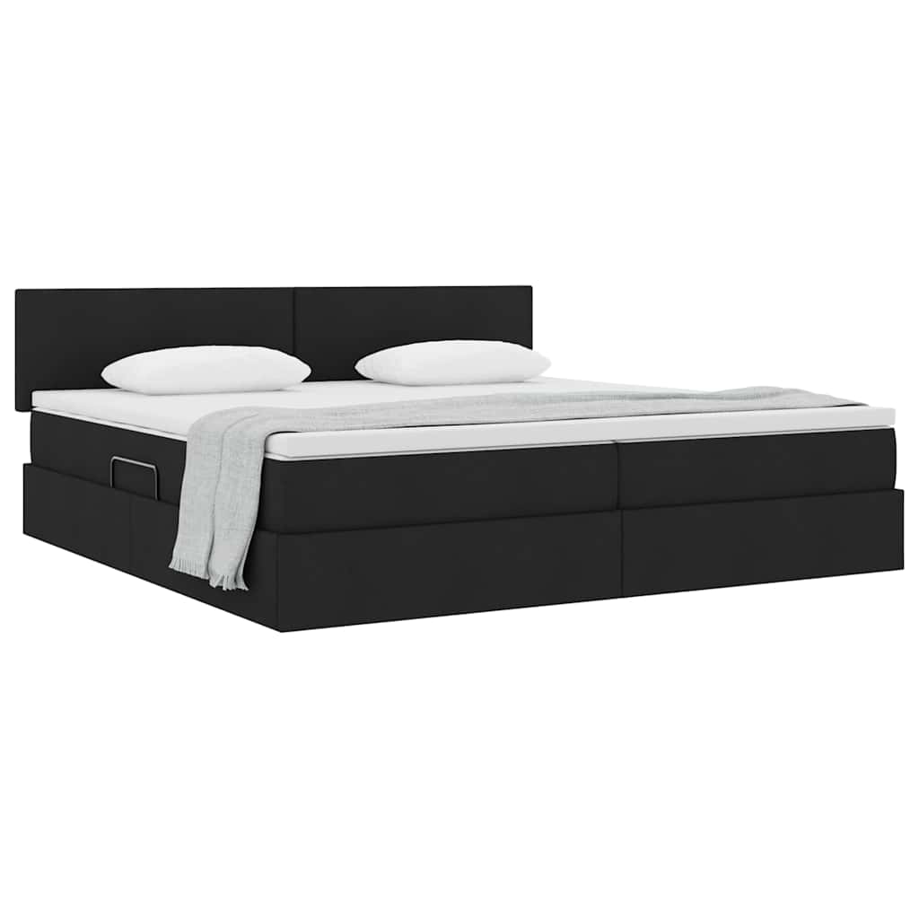 Lit avec rangement et matelas, en velours noir, pour la chambre, 200 × 200 cm - 3