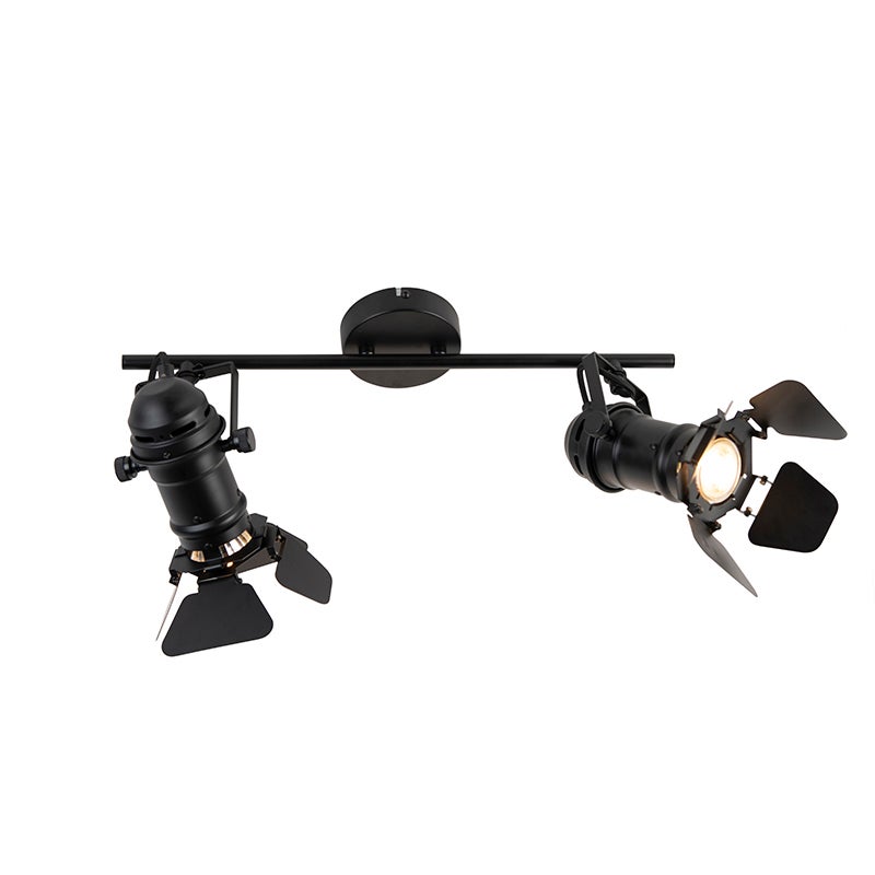 Industrialny reflektor czarny 2-światłowy z klapami - Movie