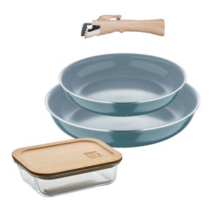 Poêle Antiadhésive 24 Cm - Revêtement Durable, Manche Bois Ergonomique - Pour Induction, Gaz, Four, Camping