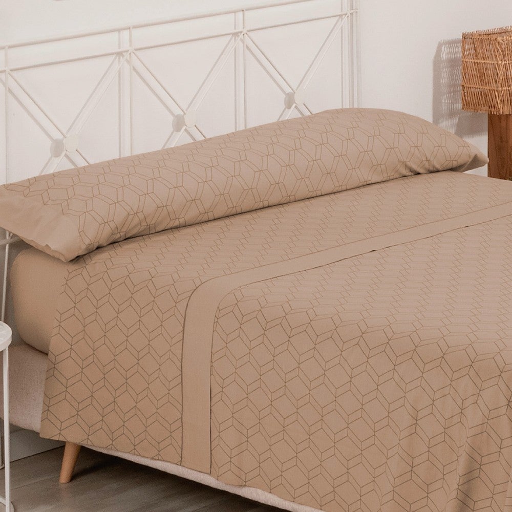 Don descanso-juego de sábanas gea beig con tejido polycotton suave y transpirable. lavable a 30º y fácil planchado. dif. medidas 105 beige