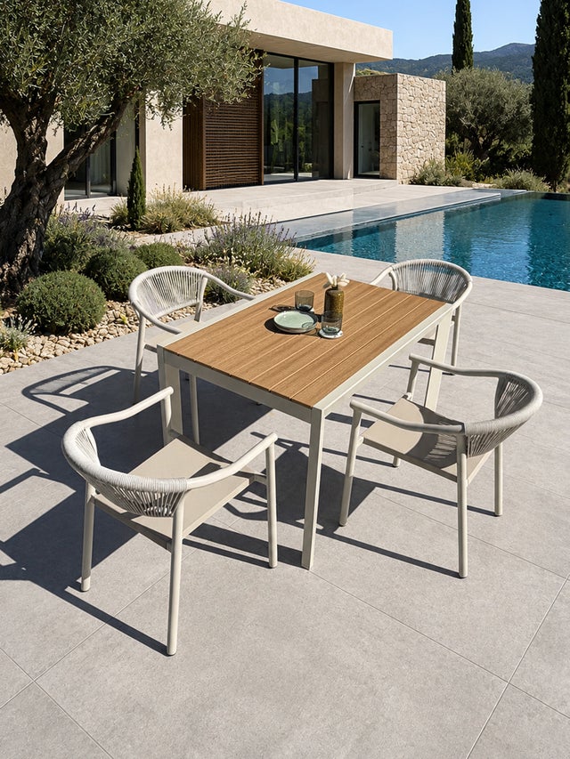 Conjunto de comedor de jardín de aluminio para 4 personas - Antracita TONGA - DCB GARDEN