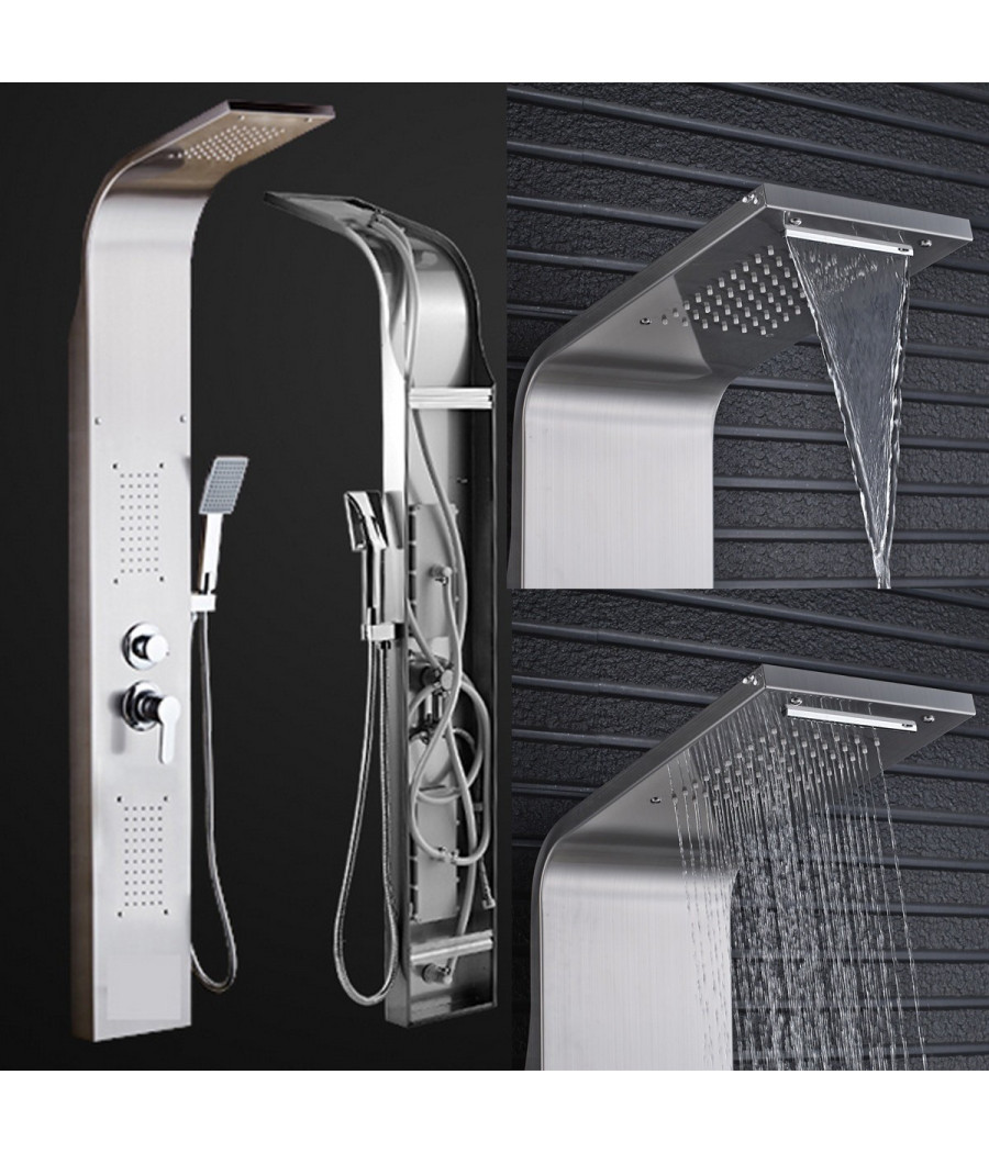 Gecko-Loc Organizer extra lungo e largo regolabile sopra il soffione della doccia da appendere – portaoggetti da bagno in acciaio inox con ganci e portasapone – Bronzo