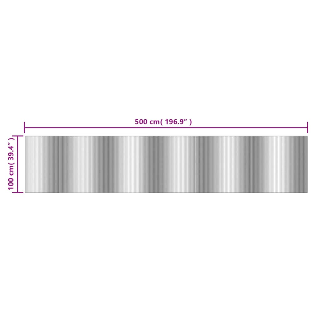 Tapis rectangulaire marron foncé 100x500 bambou - 8