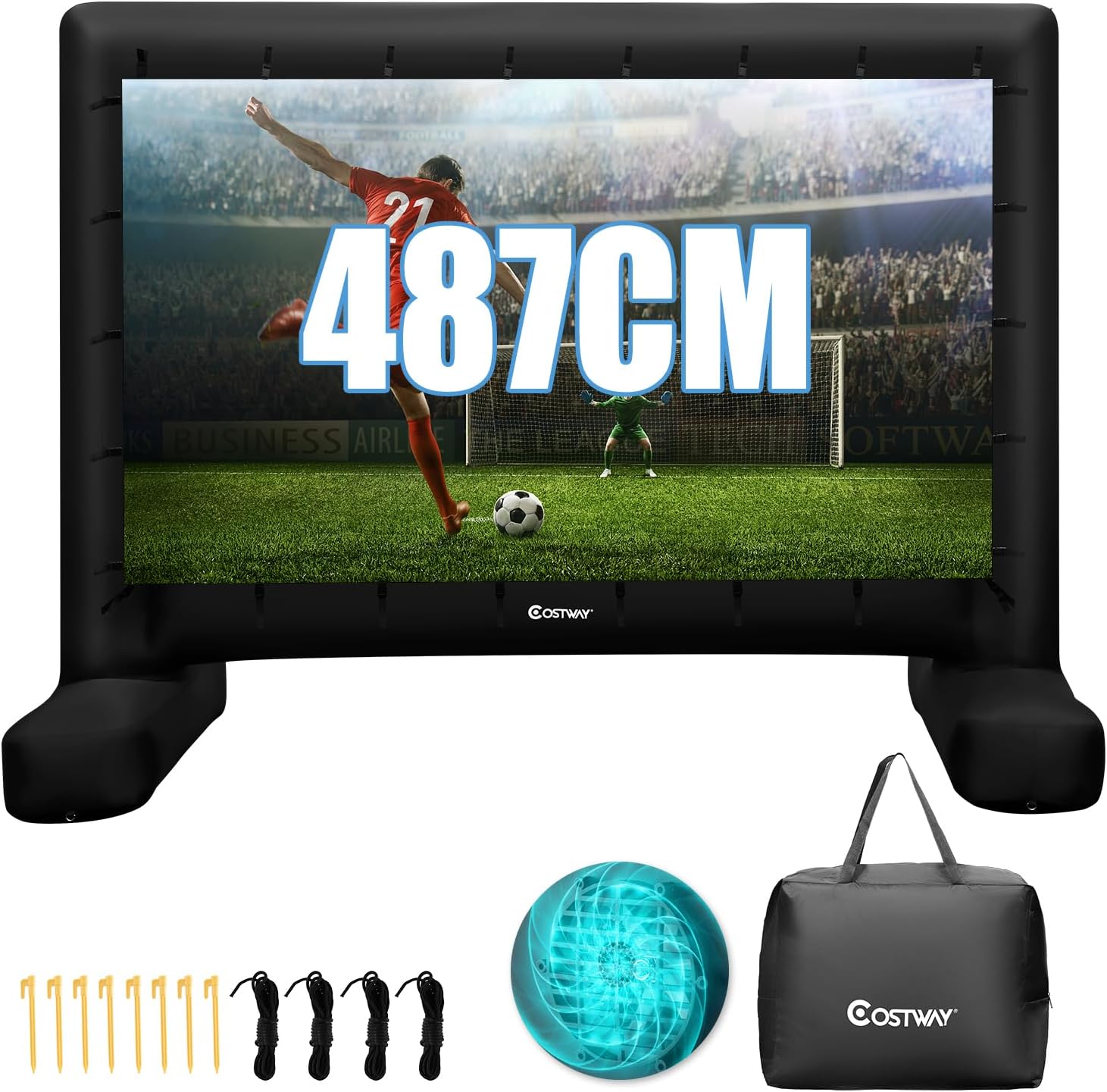 VEVOR Écran de Projection Gonflable Diagonale de 610 cm, Format 16:9, en 600D Lavable, avec Sac de Rangement, Installation Facile, pour Extérieur, Cinéma Maison, Soirée à Thème, Jardin, Piscine