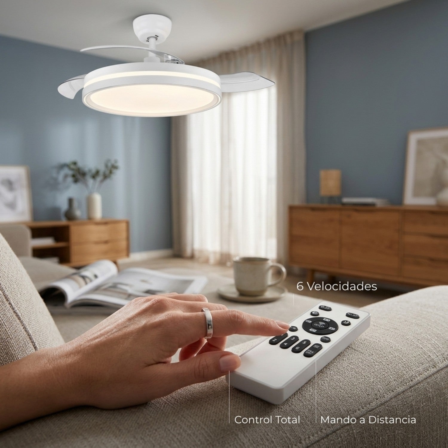 Ventilador de teto com luz ajustável motor DC silencioso - 2