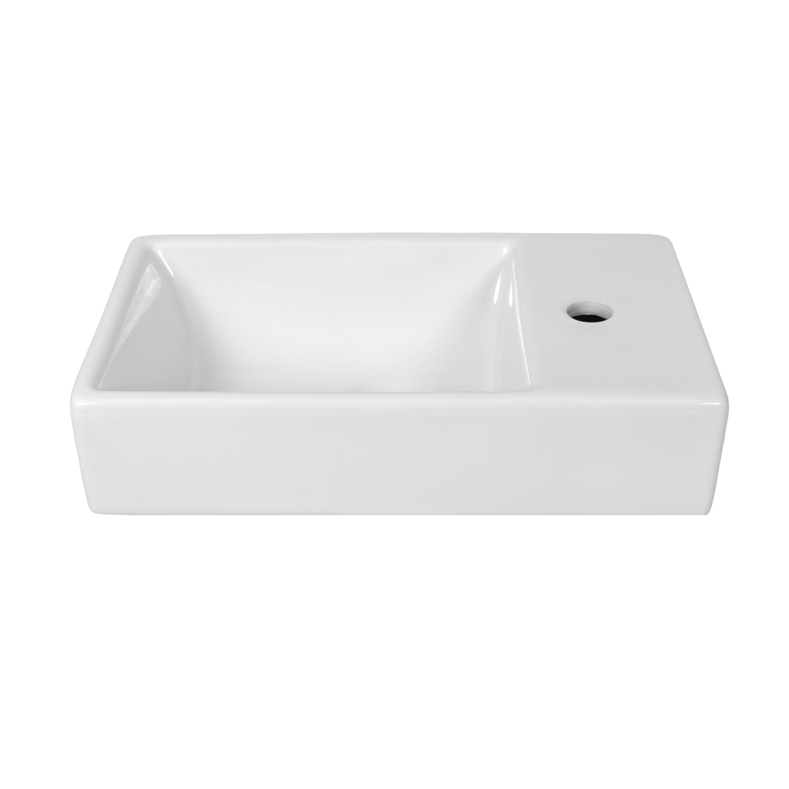 Lave mains en céramique, rectangulaire VITA blanc l.45 x P.100 x L26 cm - LPP - 4