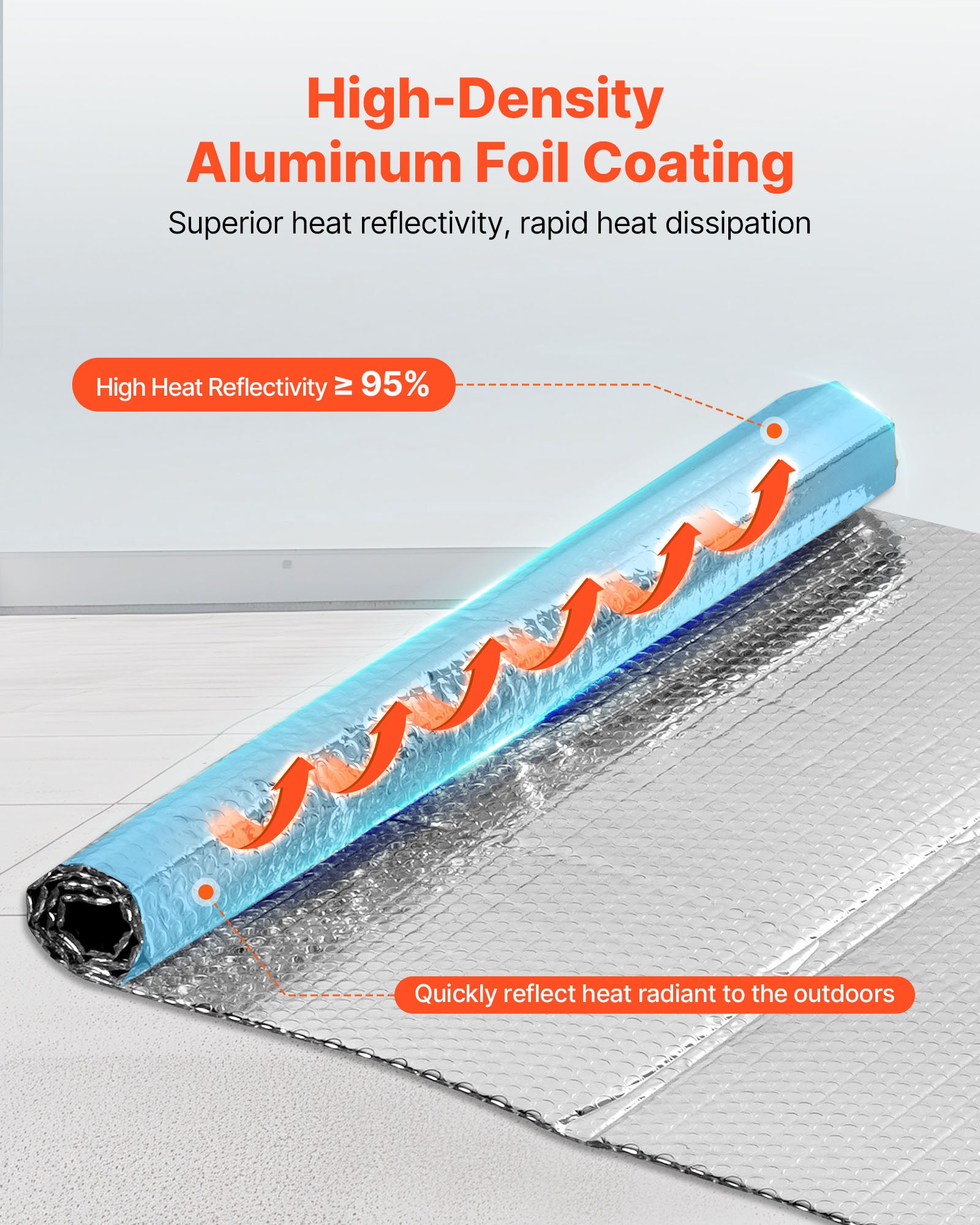 Isolant thermique double réfléchissant VEVOR, alu double face + bulles d’air, 16 pièces, 61×122 cm, pour porte de garage et toit de camping-car - 3