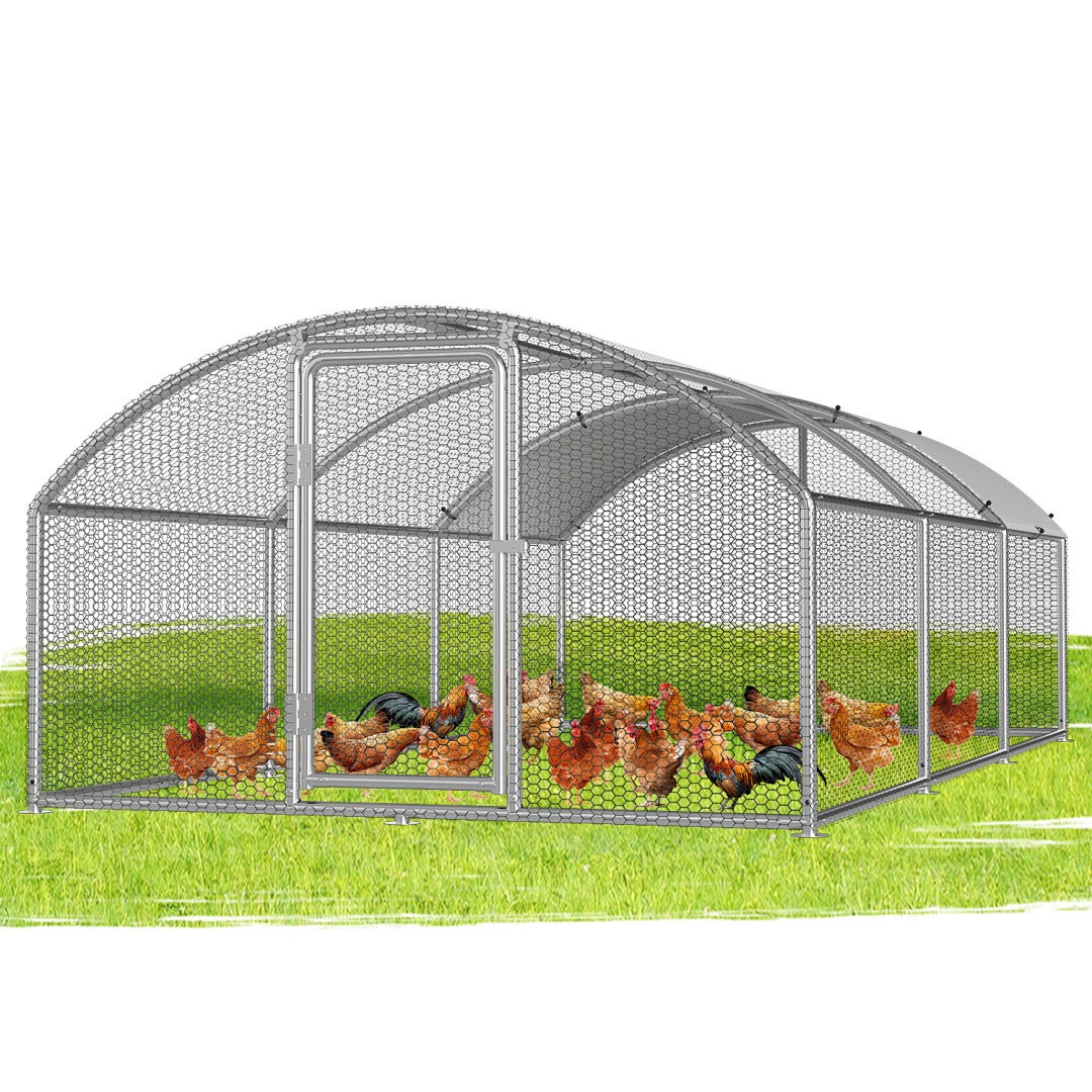 Klatka 3×6×2 m z łukowatym dachem – metalowa klatka dla kur, powierzchnia 18 m², zamykane drzwi, wybieg dla kur i małych zwierząt