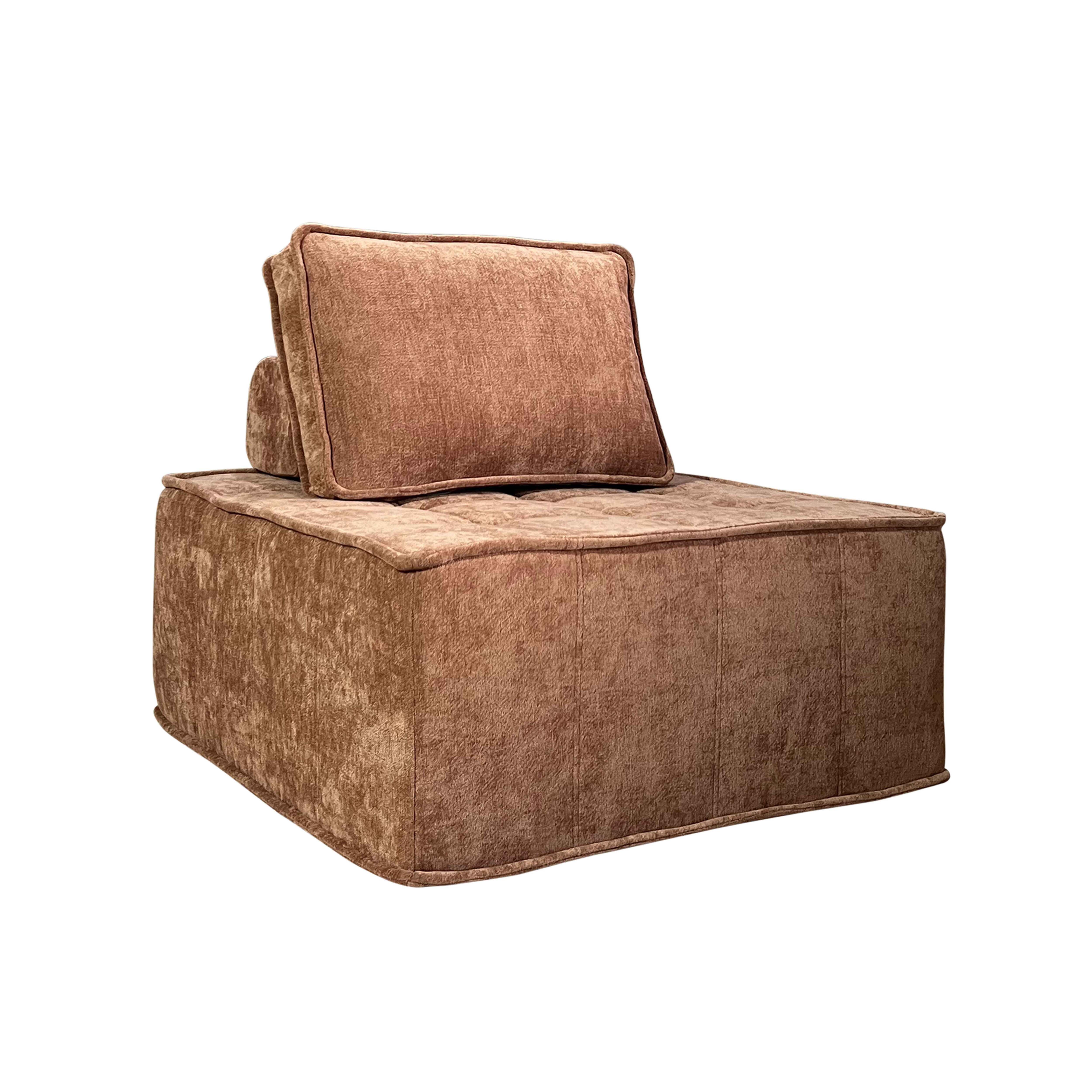 Canapé modulable 3 places en tissu avec coussins terracotta L 255 cm , Tiby - Oviala - 5