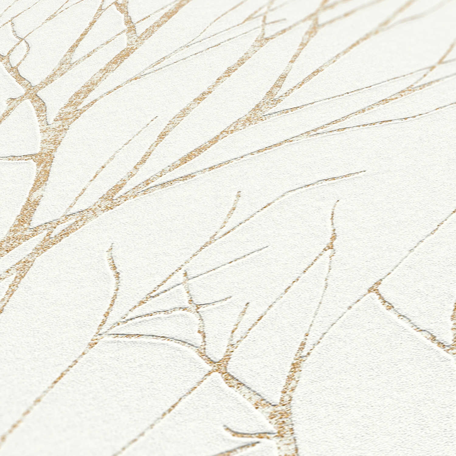 Papel de Parede Aurora Forest and Leaves M1-No.325 Bege Dourado Floresta - 4
