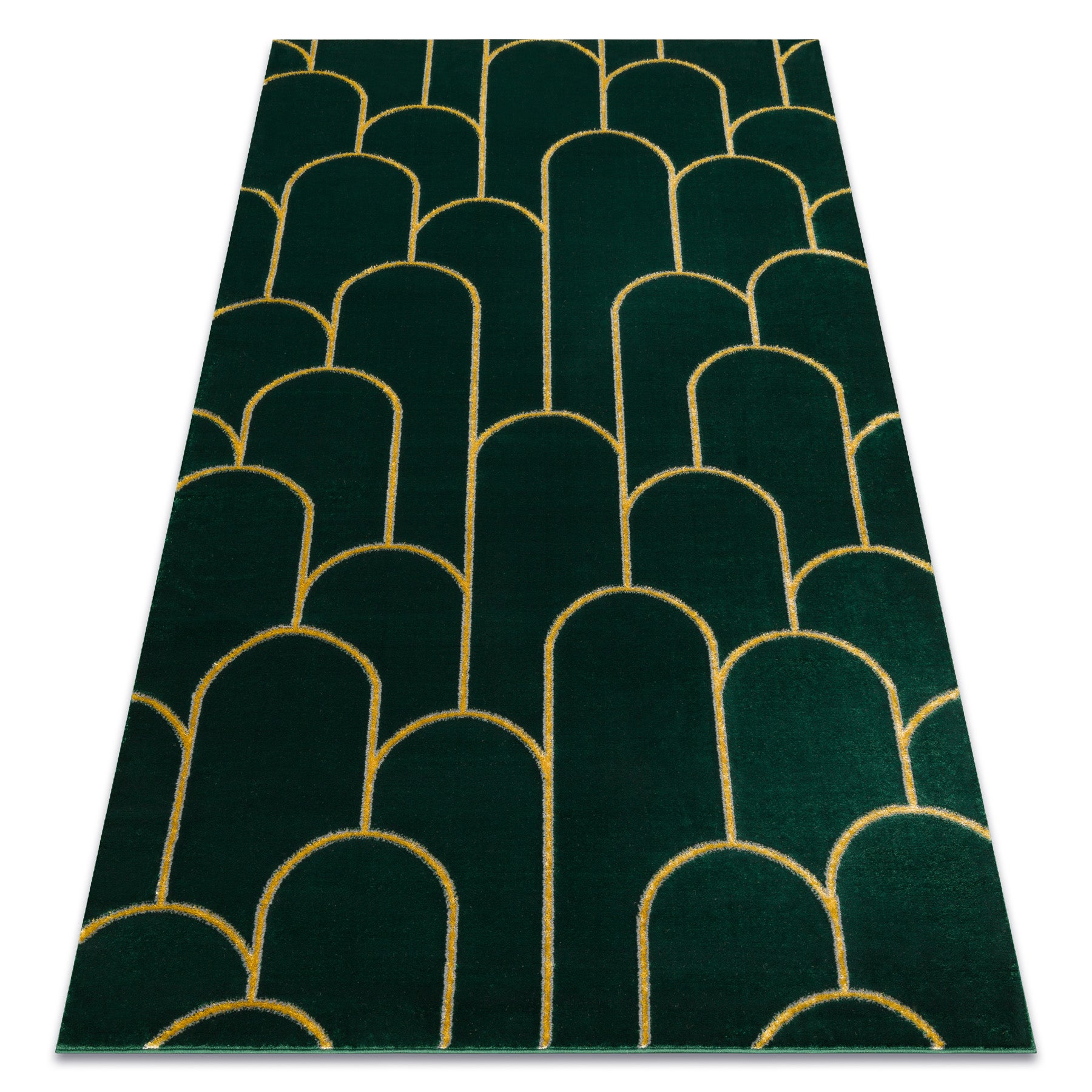 Dywan EMERALD ekskluzywny 1021 glamour, stylowy art deco butelkowa zieleń / złoty 80x150 cm