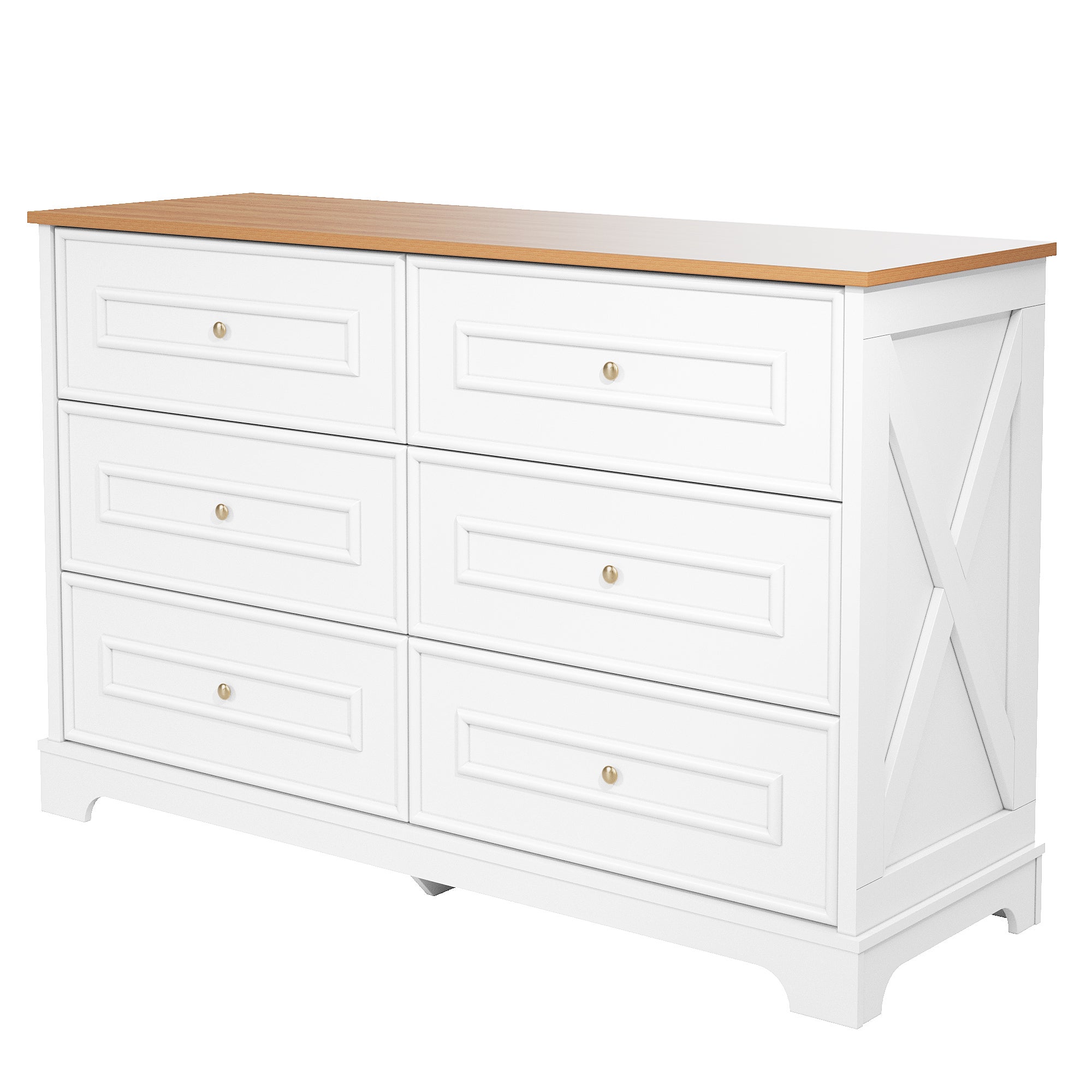 Meuble De Rangement Safavieh 6 Tiroirs – Crème, Style Ferme – Bois Et Panier