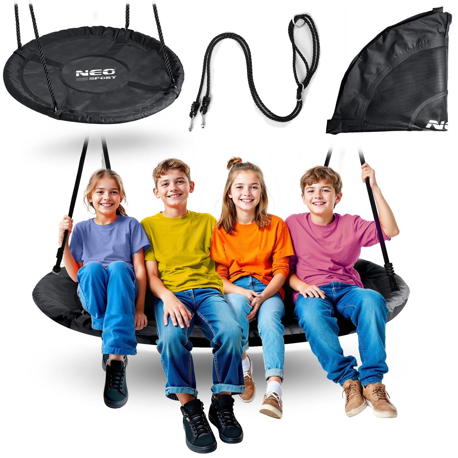 Huśtawka ogrodowa Neo-sport NS-103 mocna bocianie gniazdo fotel wiszący 120 cm XXL