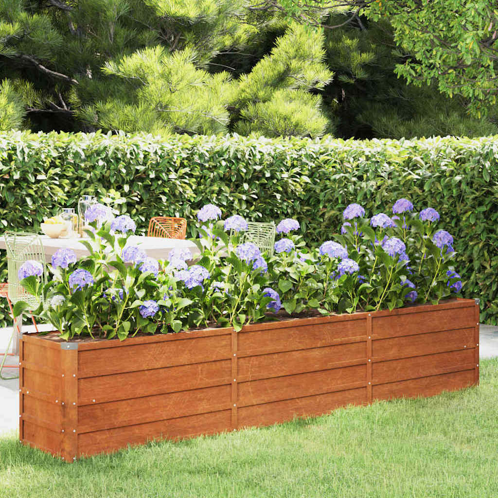 Jardinière - Lit surélevé de jardin - Pot de fleurs rouillé 240x40x45 cm acier corten Couleur évolue n1310l - 2