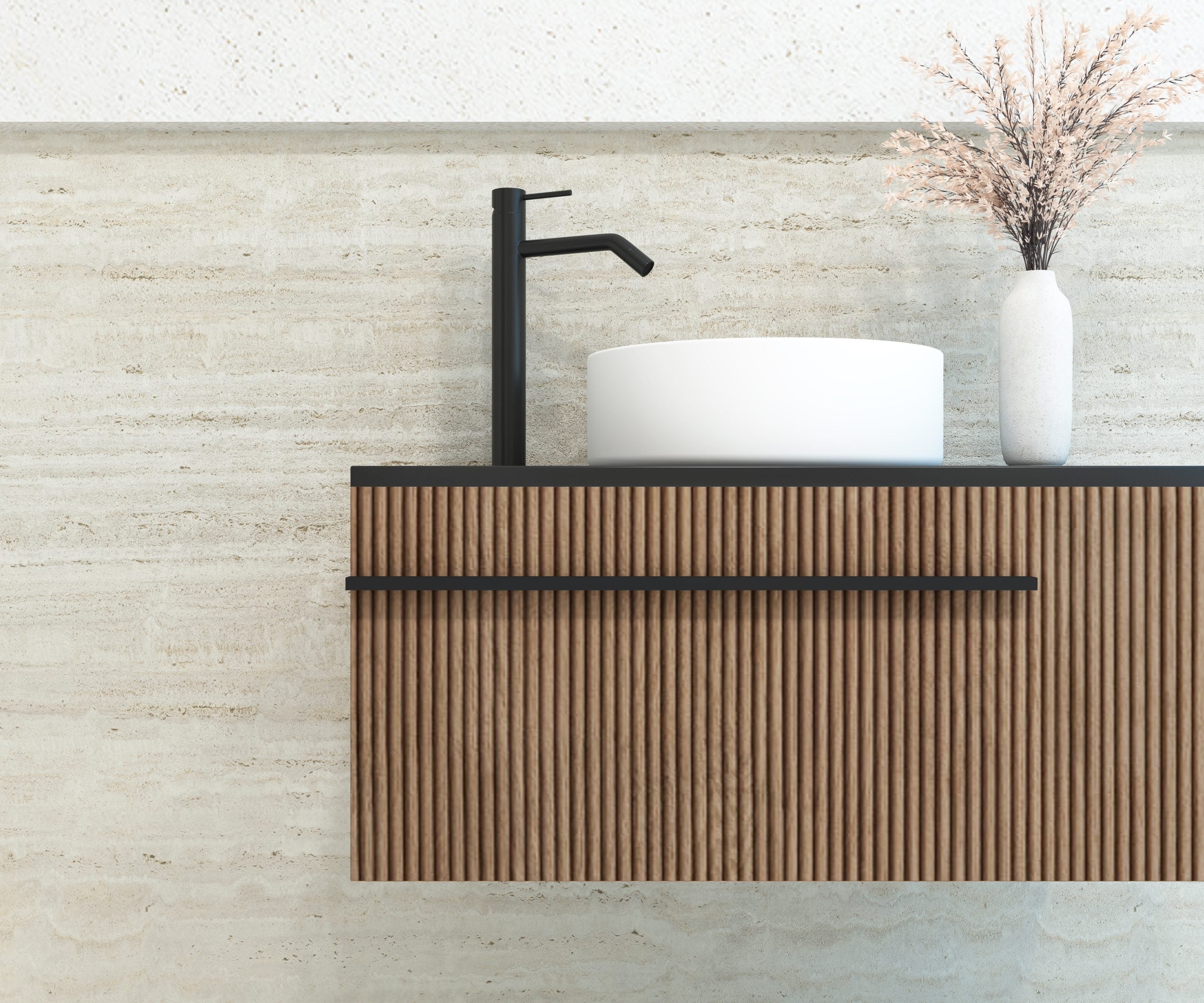Ensemble de salle de bains Avantarea VOUGLANS Alcatraz 120 cm + lavabo + miroir rond - 2