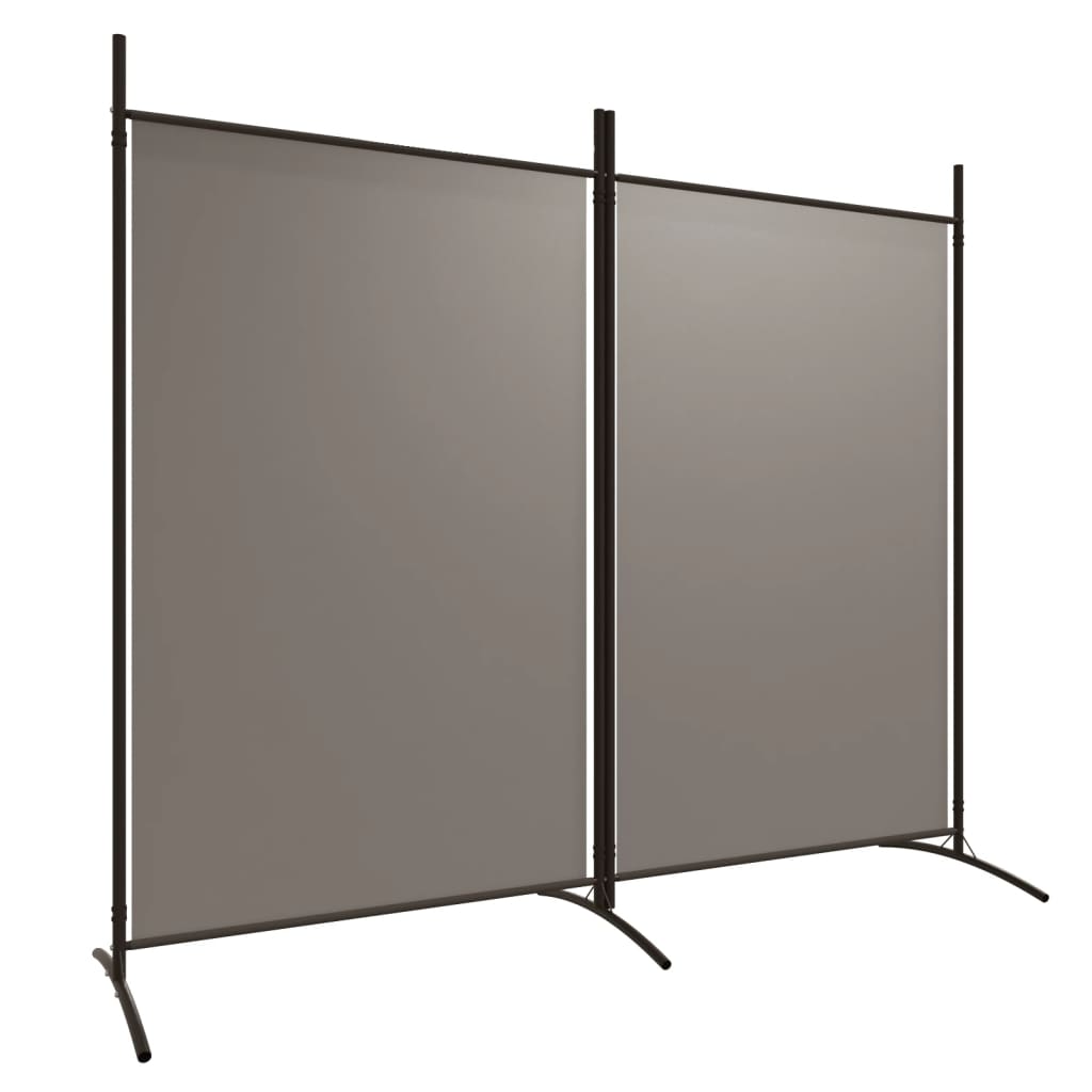 Parawan działowy, 2 panele z tkaniny w kolorze antracytowej szarości, 175x180 cm