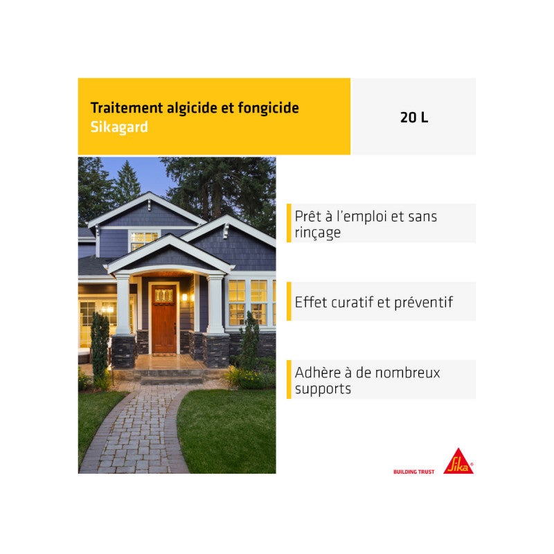SIKA Stop Algues PRO Sikagard-130 - Algicide Bidon 20L - Anti mousse : toiture, terrasse, extérieur - 3
