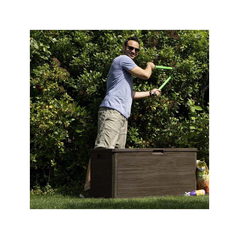 Baule Cassapanca Multiuso in Resina Effetto Legno 120x45x56 cm - 5