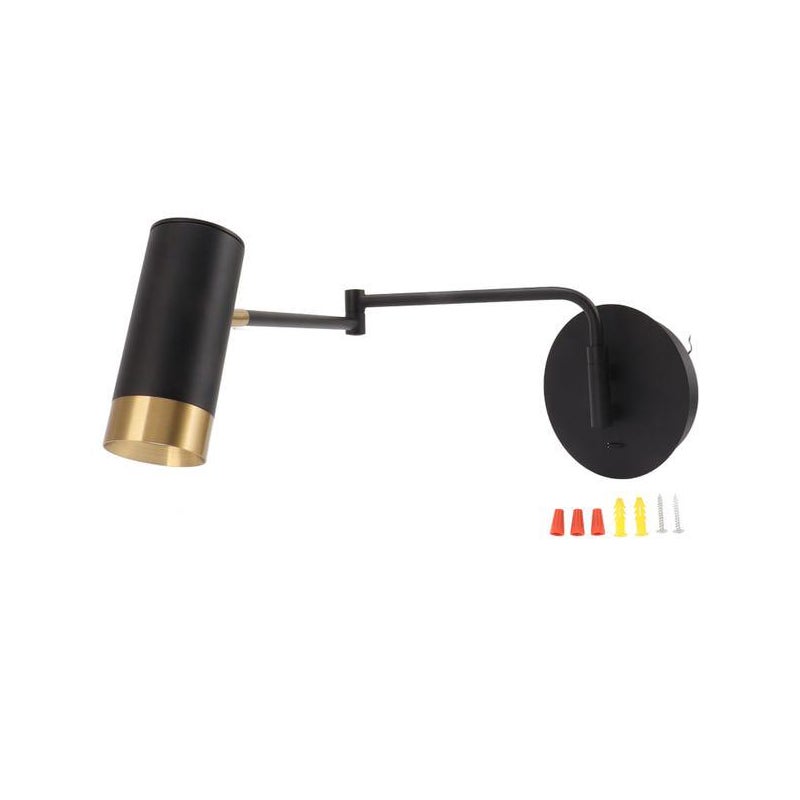 Kinkiet ścienny z obrotowym ramieniem, lampki nocne ścienne z regulowanymi obrotowymi ramionami do sypialni, salonu, czytania, czarny