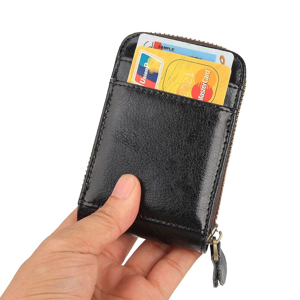 Portafoglio porta carte RFID Vera pelle Nero Leroy Merlin
