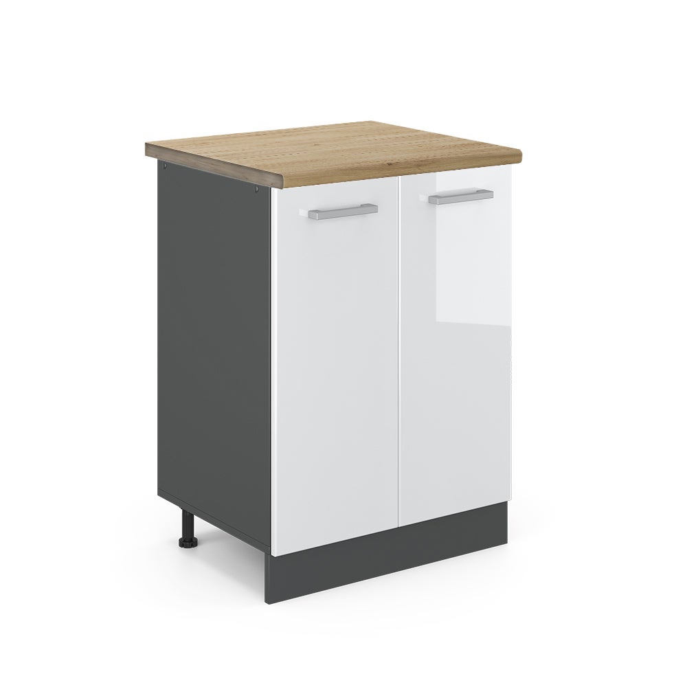 Vicco Szafki kuchenne R-Line, Biały wysoki połysk, 60 cm , BP Dąb