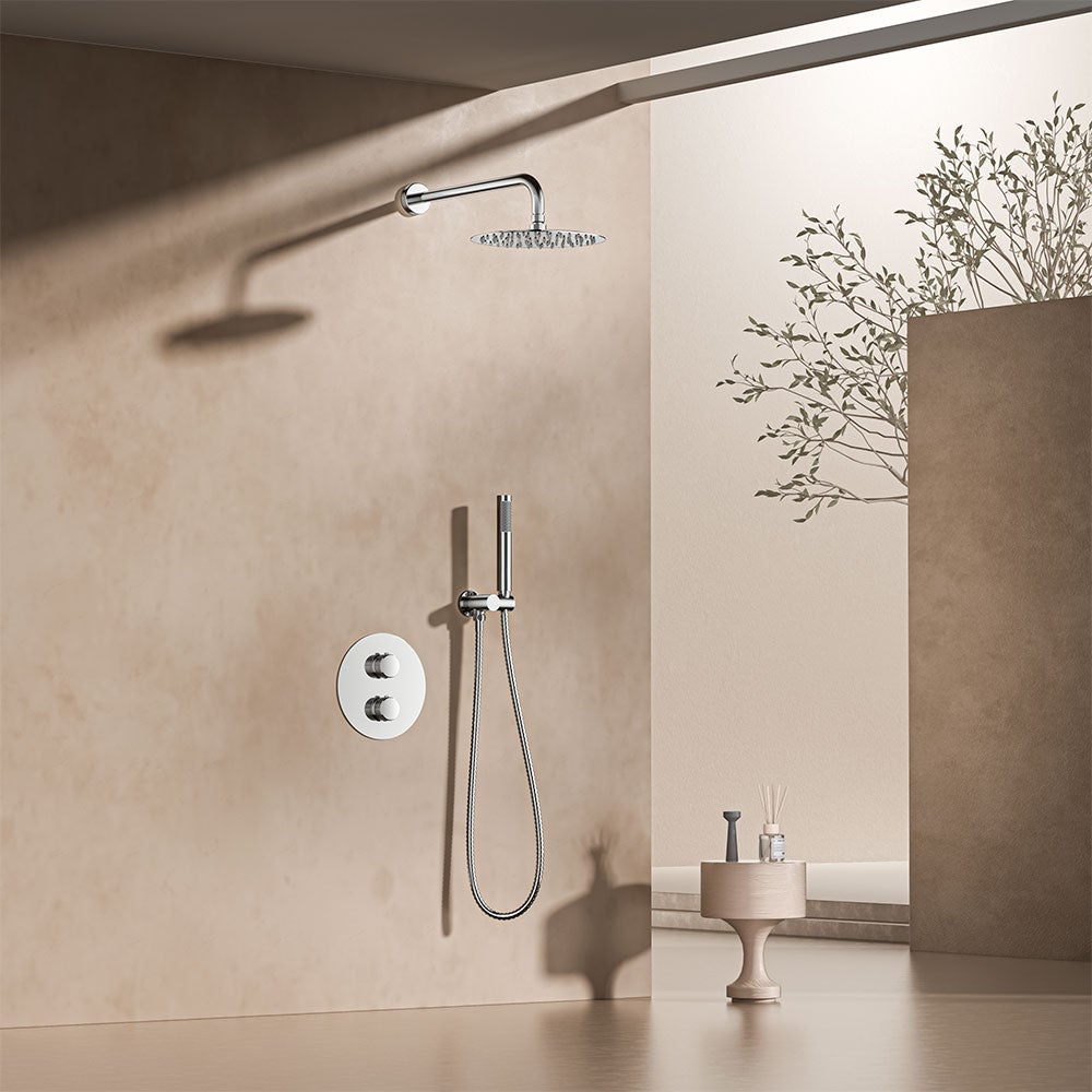 Conjunto Ducha Termostatico Empotrado Duich Cromo acabado cromo, cartucho cerámico, material inoxidable AISI 304, grifería de baño moderna - 3