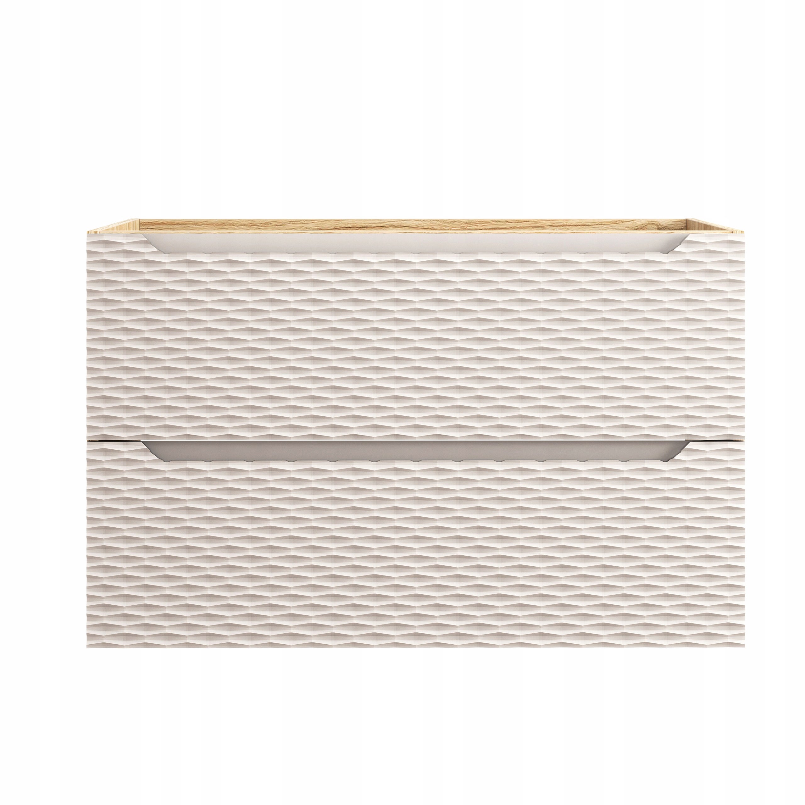 Szafka łazienkowa OCEAN 90 cm beżowa dąb olejowany front 3D MDF wisząca 2 szuflady - 6