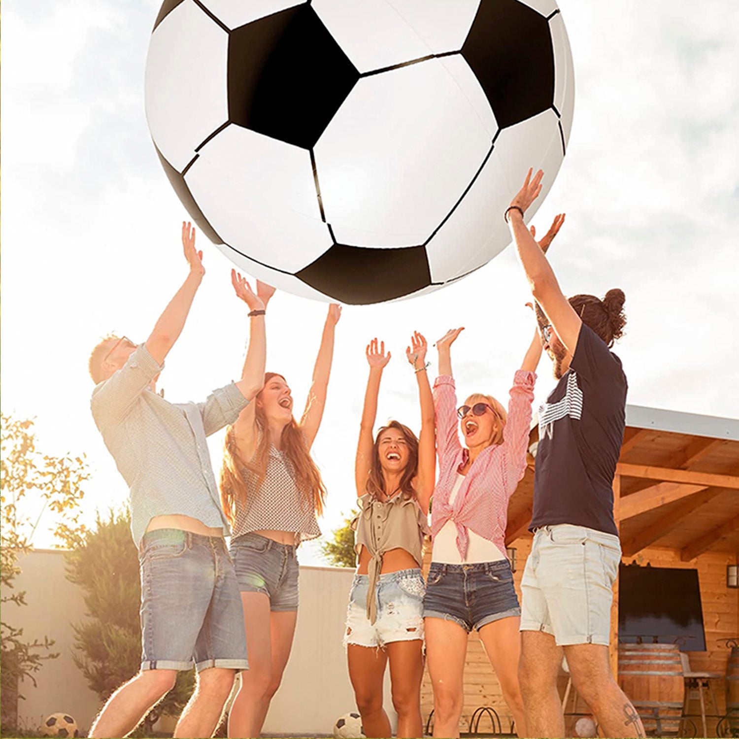 Alldoro 60298 Pallone Gigante XXL 75 Cm | Palla Da Calcio Gonfiabile Con Mega Rimbalzo | Gioco Per Interni Ed Esterni In Gomma Resistente | Nero/Bianco Con Pompa Inclusa - 3