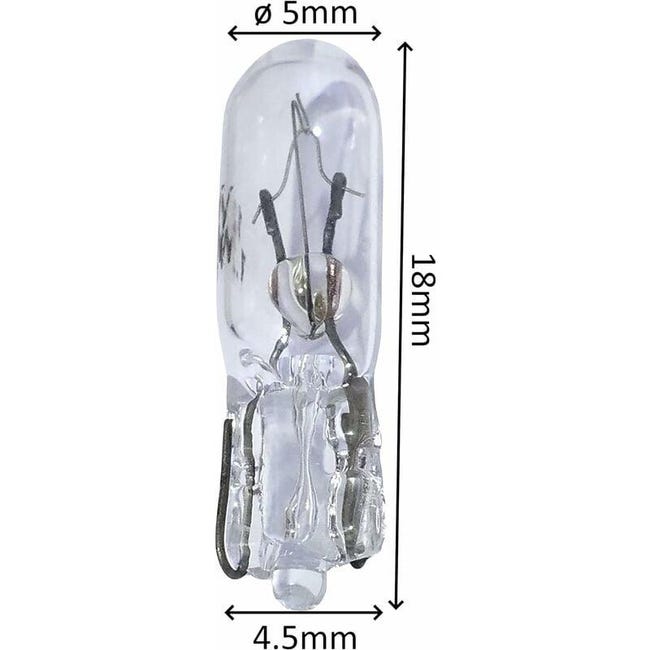 Lot 10 Ampoules LED T5 Pour Voiture - Blanc 12V 1W - Compatible T5 70 73 74 79 85 86… - Pour Tableau De Bord, éclairage Intérieur