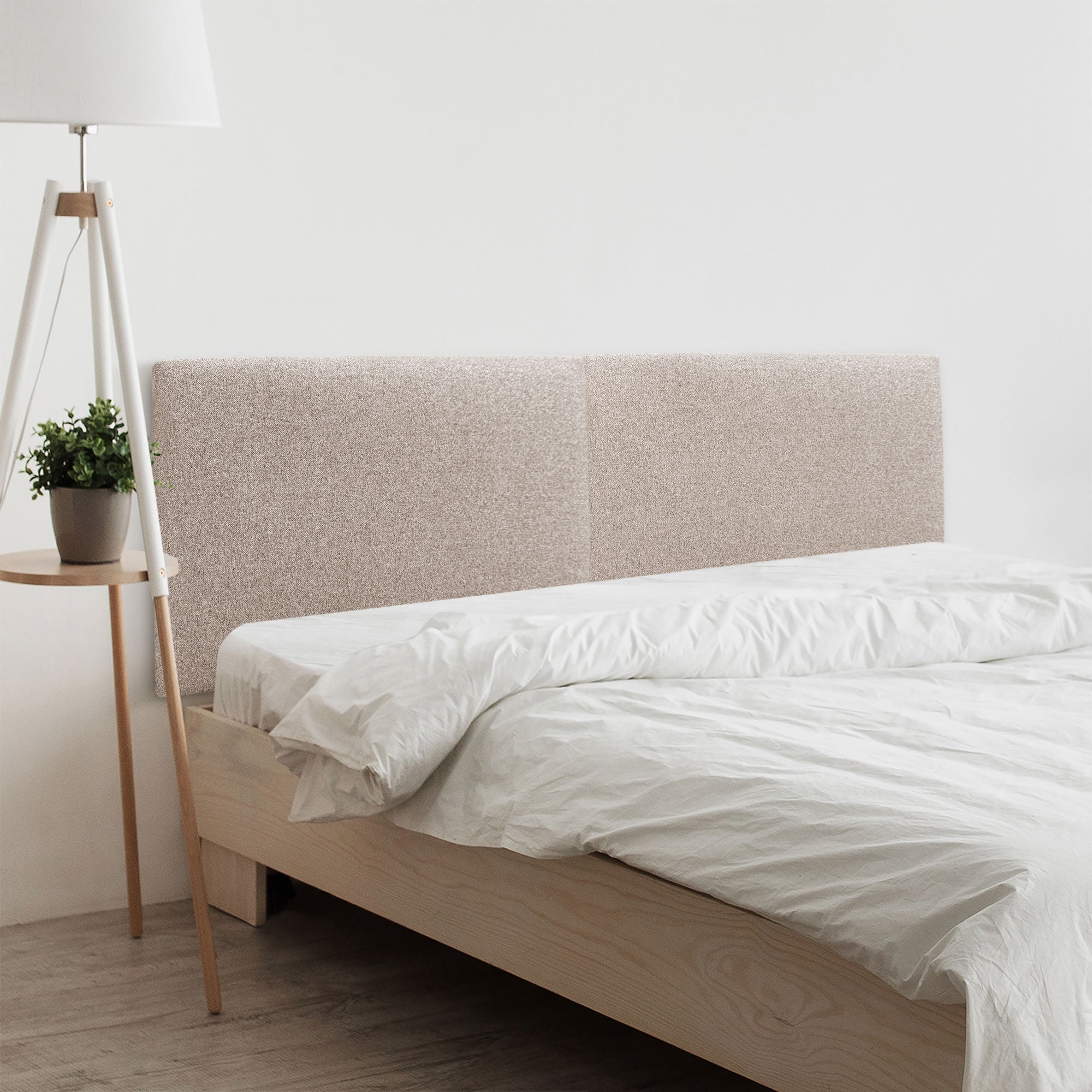 Dhome cabecero de tela acualine liso dual dividido en 2 piezas tapizado de alta gama cabezal dormitorio (arena, 220cm)